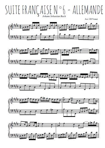 Téléchargez l'arrangement pour piano de la partition de Suite française N°6 de Bach en PDF